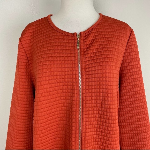 Chico's Rust Quilted Knit Zip jacket 3 - Picture 2 of 8